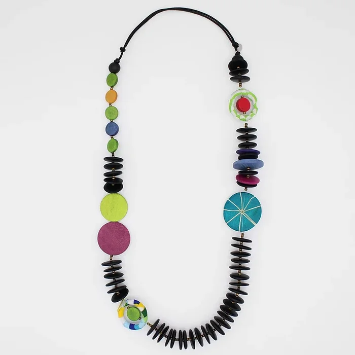 Colorful Rochelle Wood Statement Necklace