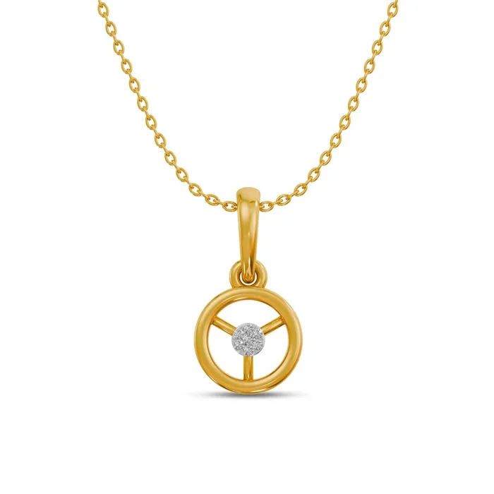 Compass 9KT Gold Lab Grown Diamond Pendant