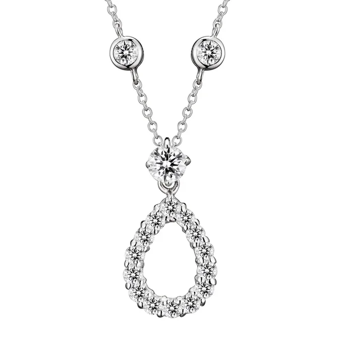 Constance Teardrop Halo Flower Necklace