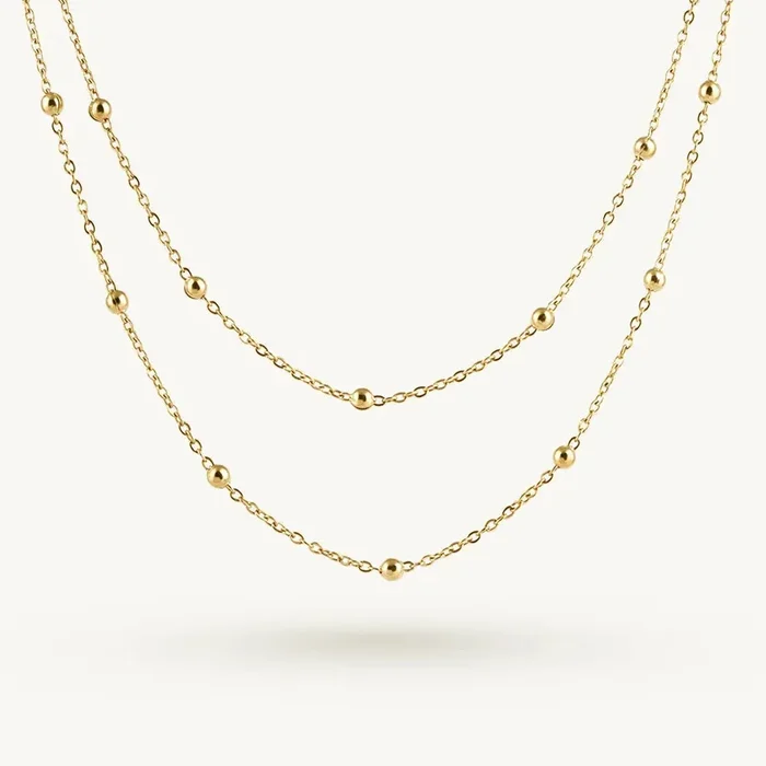 Contour Beaded Layered Necklace