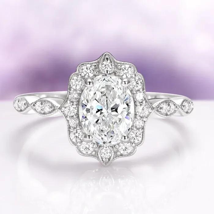 Cordelia White Sapphire Engagement Ring in Sterling Silver