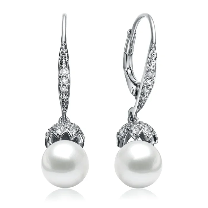 Corinne Solitaire Pearl Earrings