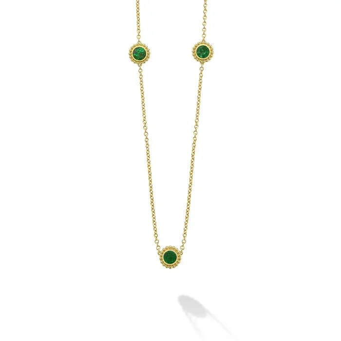 Covet 18K Gold Caviar Framed Jade Necklace