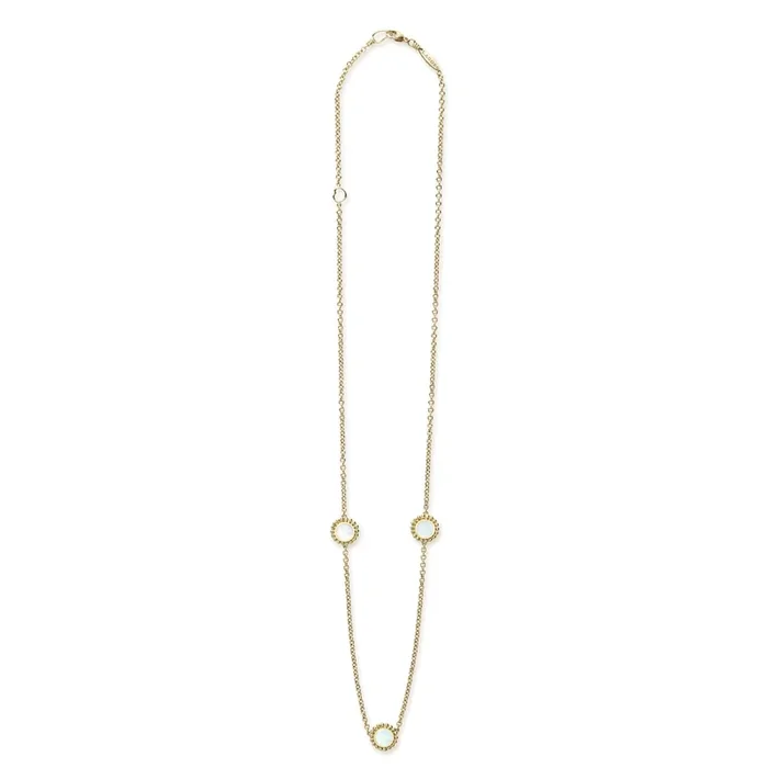 Covet Three Station Round Mother of Pearl Necklace