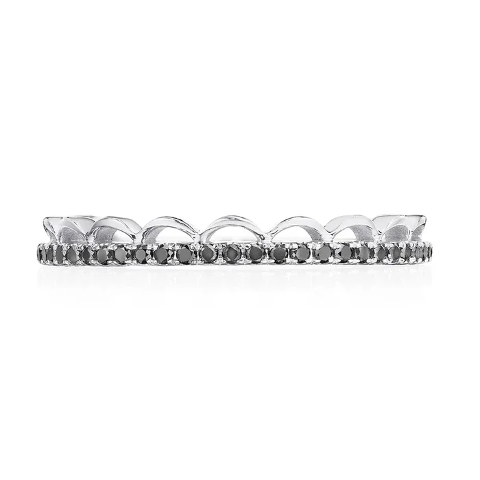 Crescent Crown Black Diamond Wedding Ring