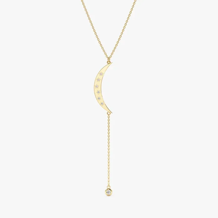 Crescent Diamond Lariat Necklace, Tarja