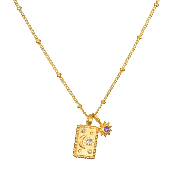 Crescent Moon Birthstone Pendant Necklace