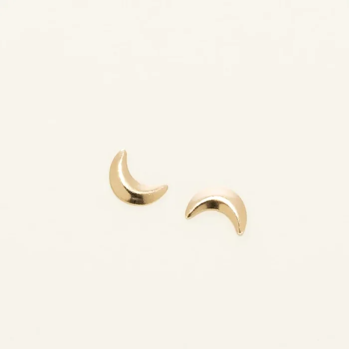 Crescent Moon Stud Earrings in 14kt Yellow Gold