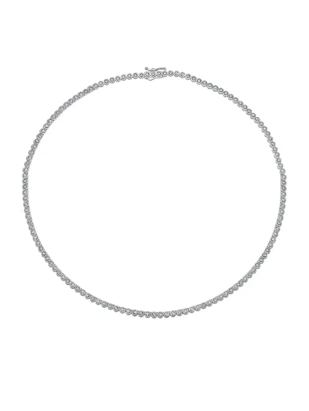 Crislu Bezel Set Cubic Zirconia Necklace in Sterling Silver with Platinum Finish (18 inches)