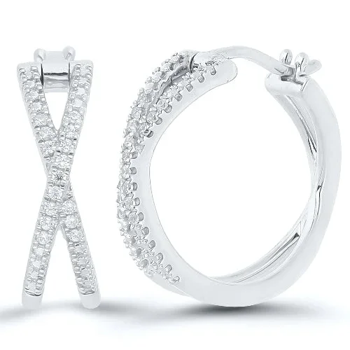 Crisscross Crest Diamond Hoops