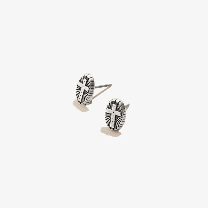 Cross Embossed Stud Earrings