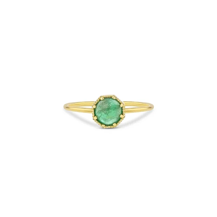 Crown Bezel Emerald Ring