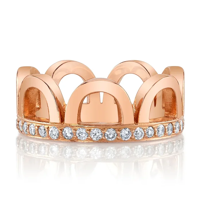 Crown Midi Ring with Diamonds