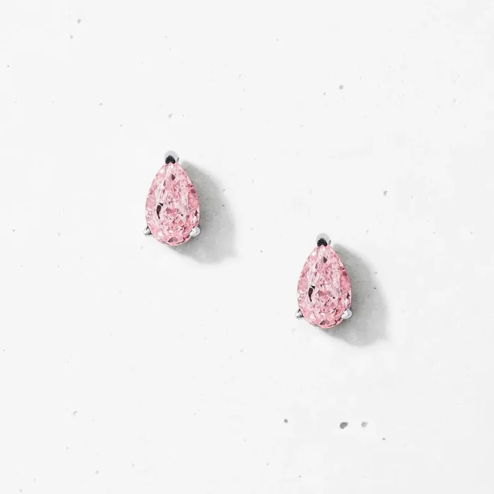 Crushed Ice Pear Stud Earrings