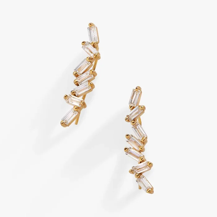 Crystal Baguette Crawler Earrings