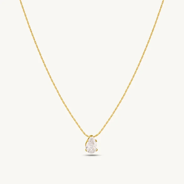 Crystal Glow Solitaire Charm Necklace
