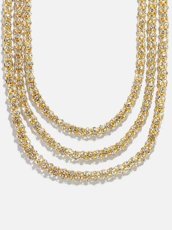 Crystal Layered Necklace – Gold/Pavé