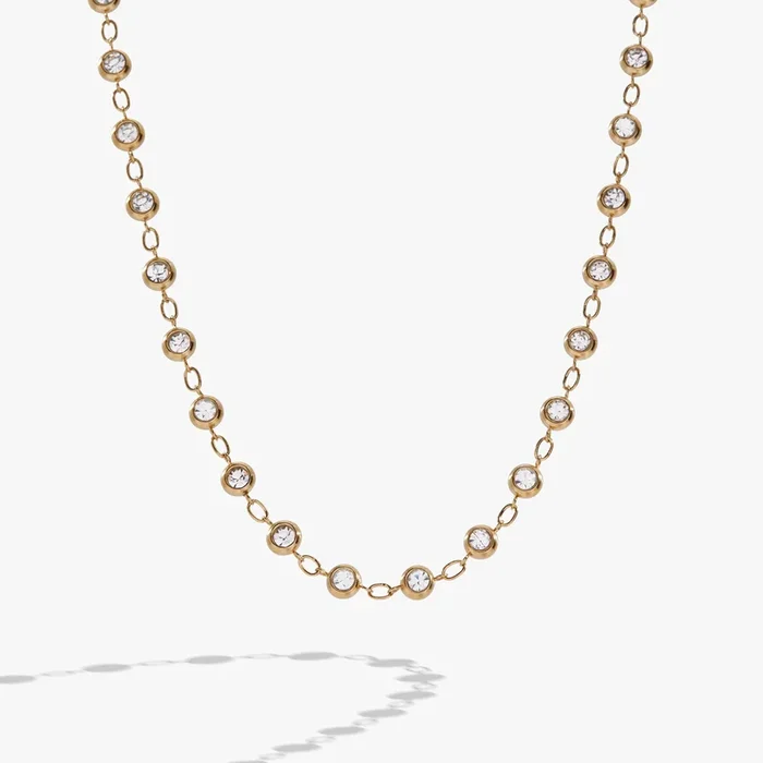 Crystal Pebble Chain Necklace