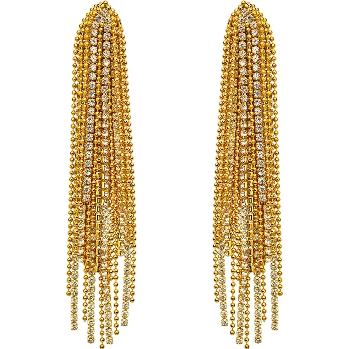 Crystal Shower Chandelier Pierced Earrings (Goldtone)