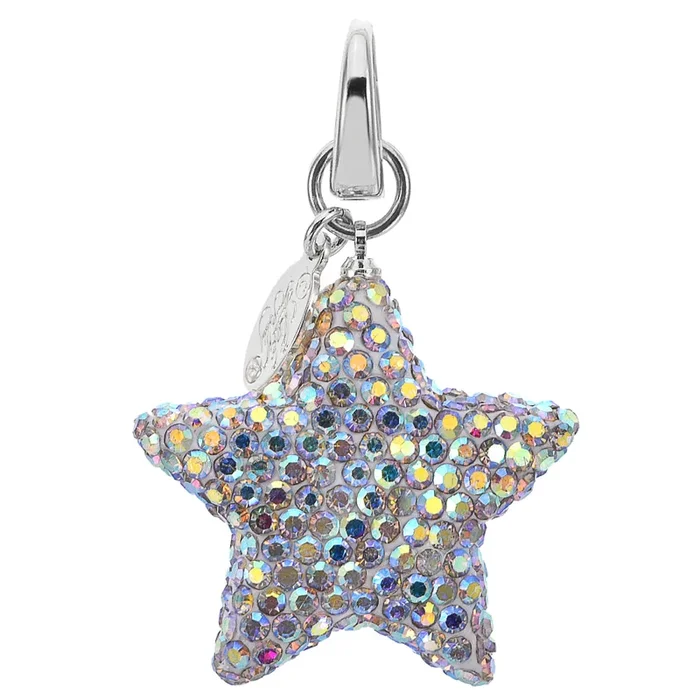 Crystalized Petite Star Open Ring Charm (Sterling Silvertone)
