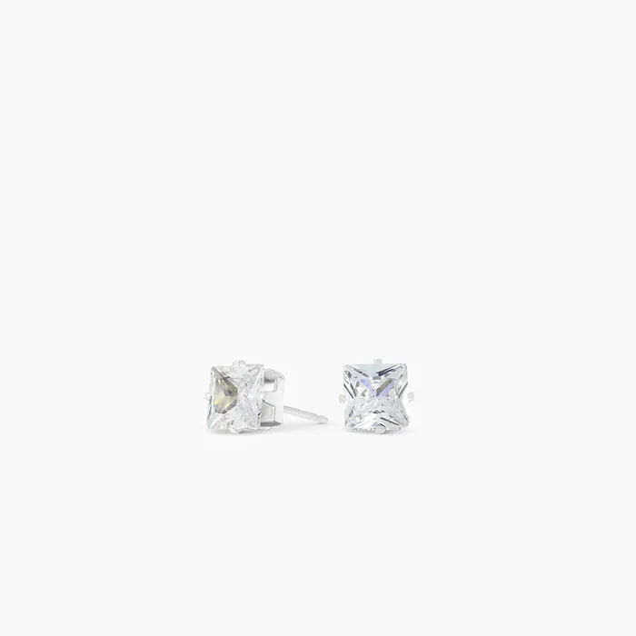 Cubic Zirconium Silver Tone Earrings