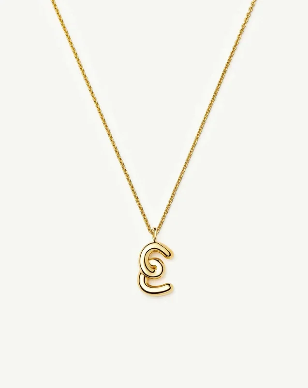 Curly Molten Initial Pendant Necklace – E | 18ct Gold Vermeil