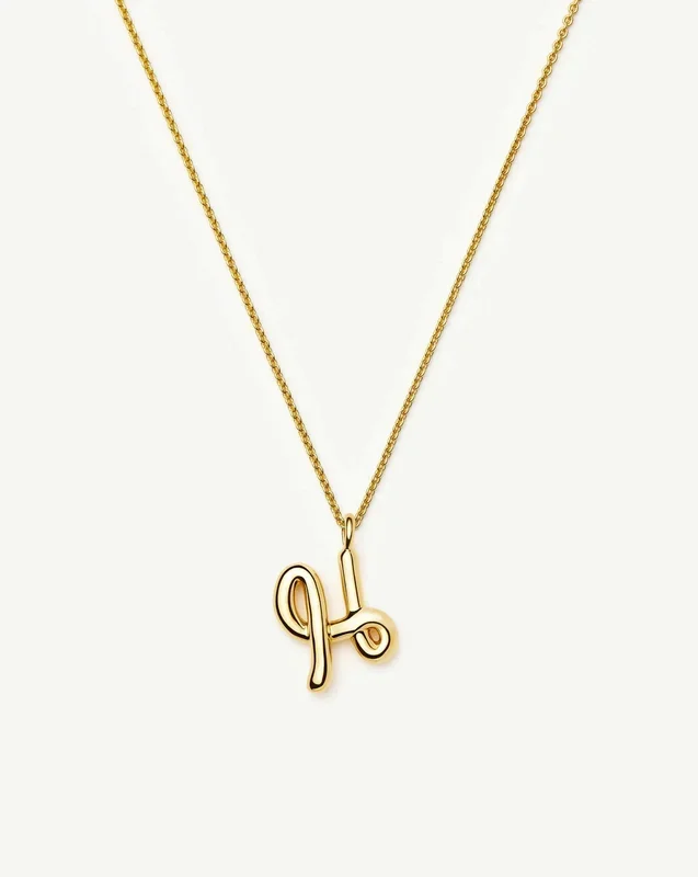 Curly Molten Initial Pendant Necklace – H | 18ct Gold Vermeil