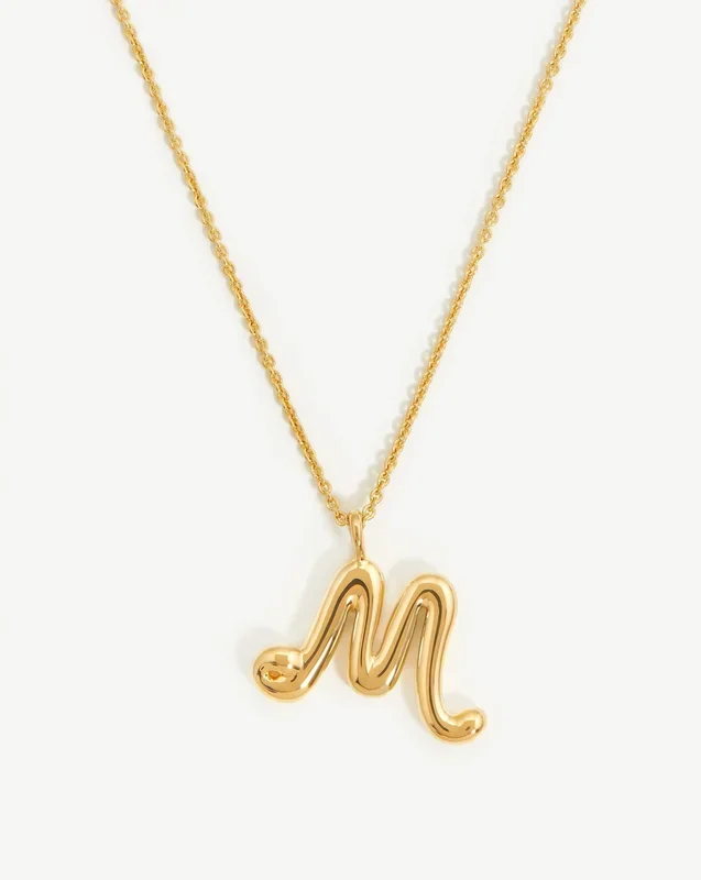 Curly Molten Initial Pendant Necklace – M | 18ct Gold Vermeil