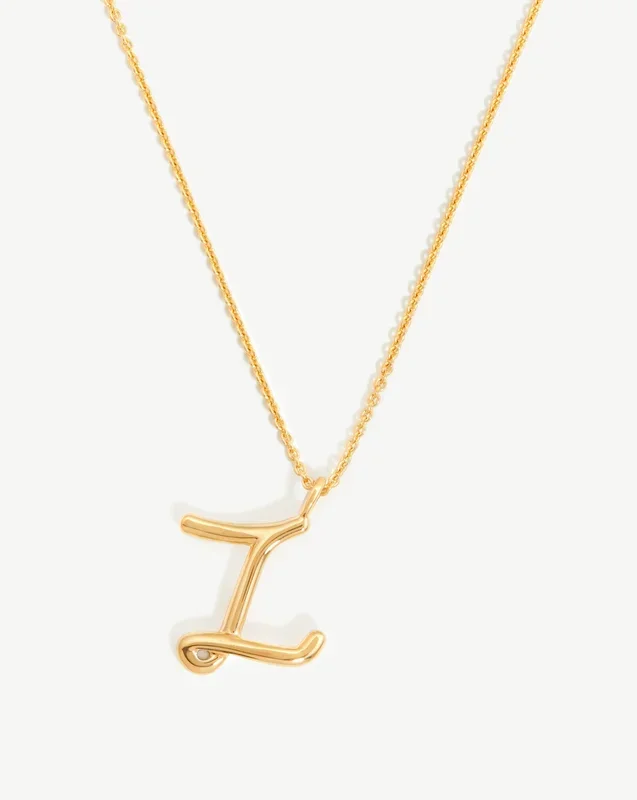 Curly Molten Initial Pendant Necklace – Z | 18k Gold Vermeil