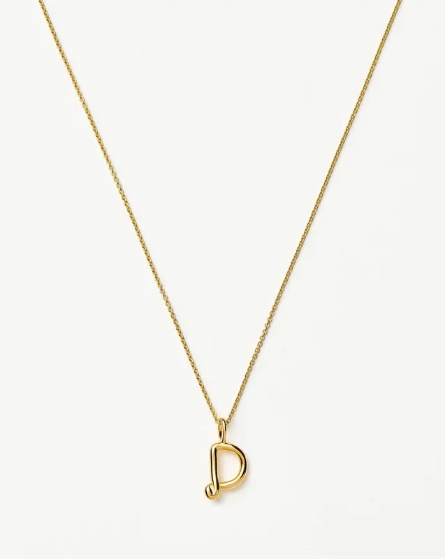 Curly Molten Mini Initial Necklace – D |18k Gold Vermeil