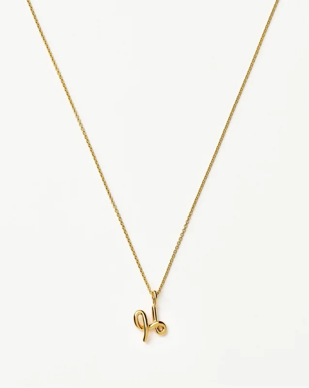 Curly Molten Mini Initial Necklace – H | 18k Gold Vermeil