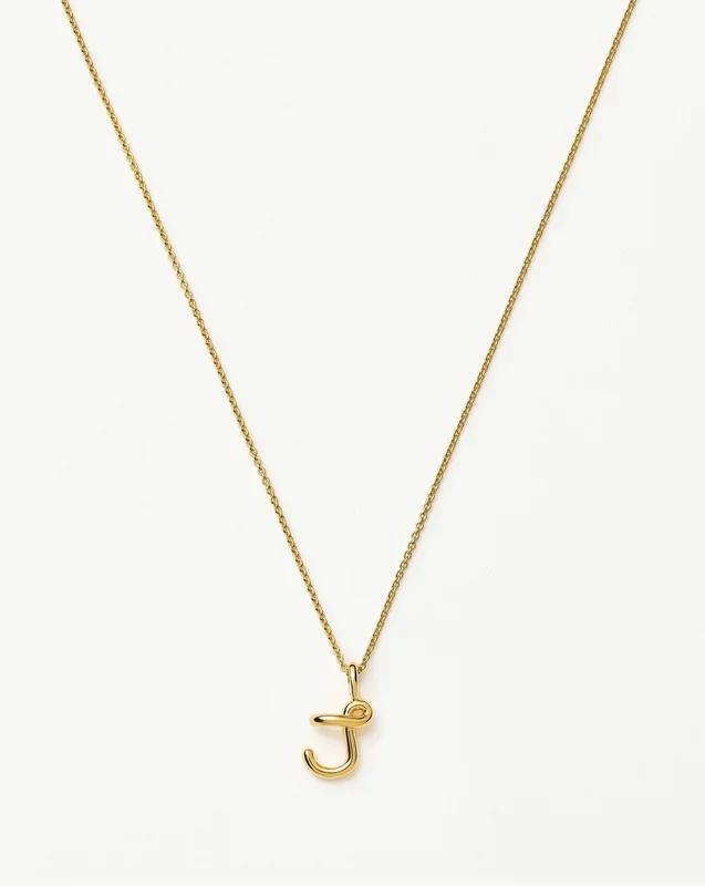 Curly Molten Mini Initial Necklace – J | 18k Gold Vermeil