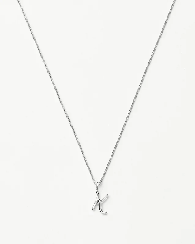 Curly Molten Mini Initial Necklace – K | Sterling Silver