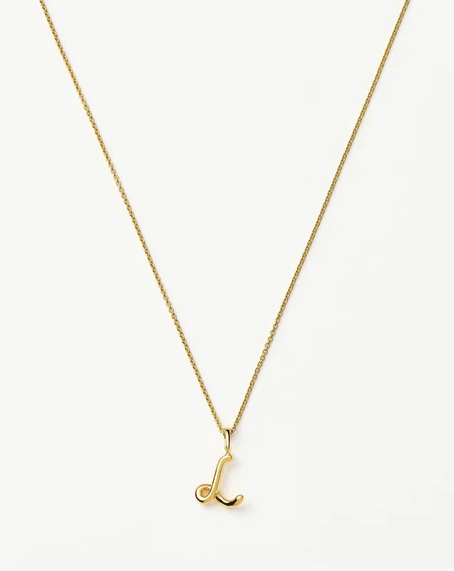 Curly Molten Mini Initial Necklace – L | 18ct Gold Vermeil
