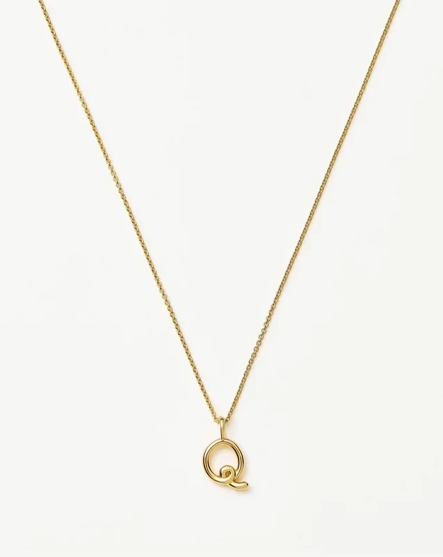Curly Molten Mini Initial Necklace – Q | 18ct Gold Vermeil