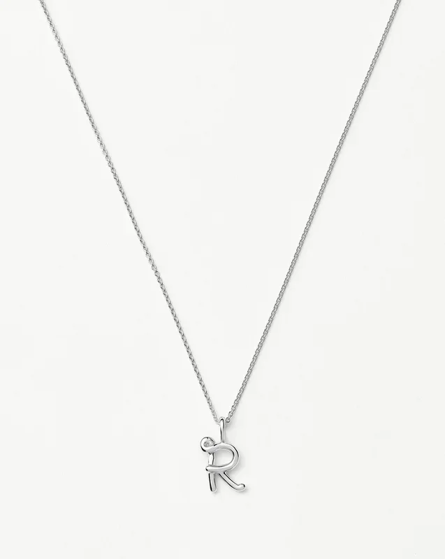 Curly Molten Mini Initial Necklace – R | Sterling Silver