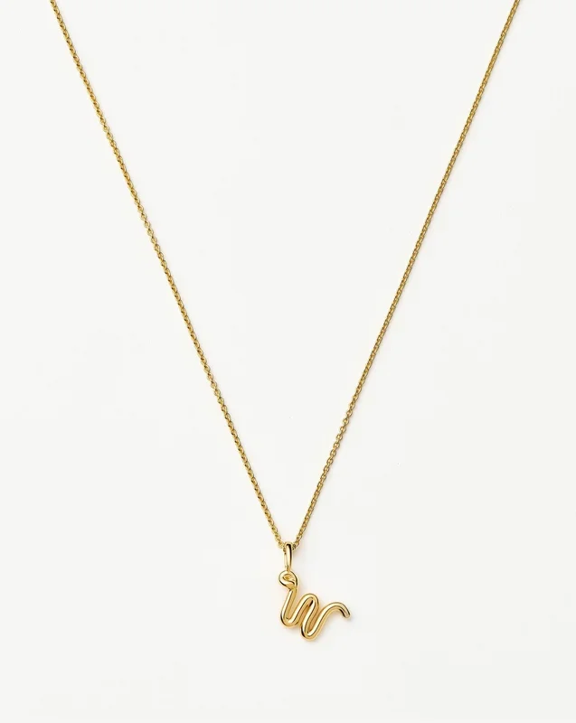 Curly Molten Mini Initial Necklace – W | 18k Gold Vermeil
