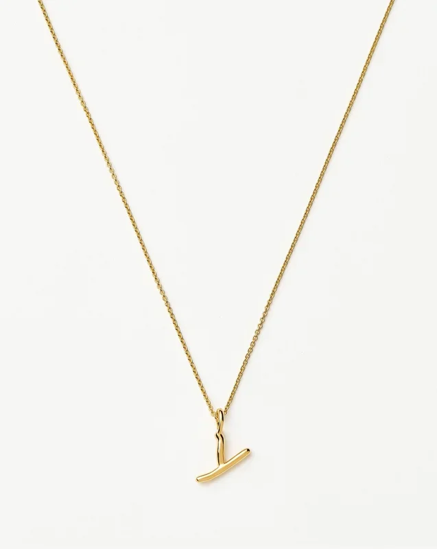 Curly Molten Mini Initial Necklace – Y | 18k Gold Vermeil
