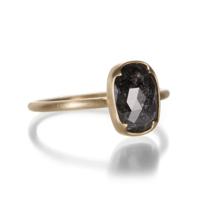 Cushion Cut Black Lacy Diamond Ring