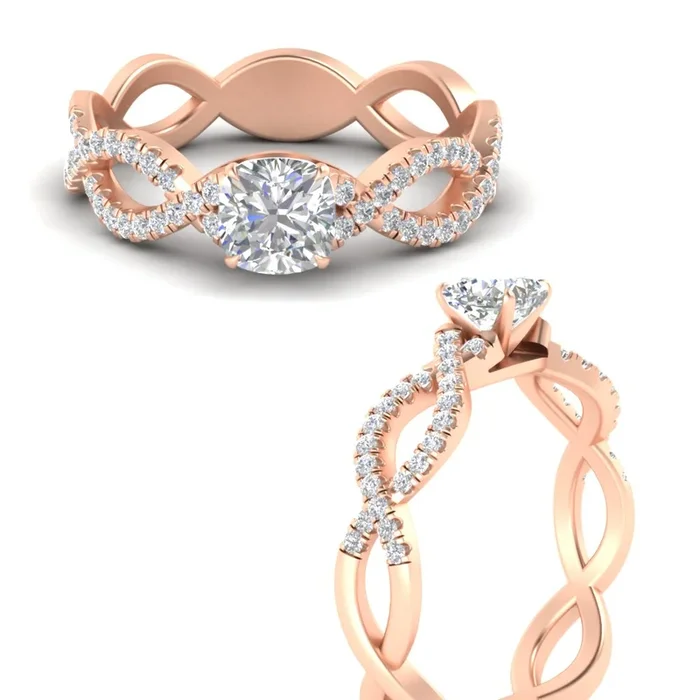 Cushion Cut Lab Diamond Infinity Twist Luxe Engagement Ring