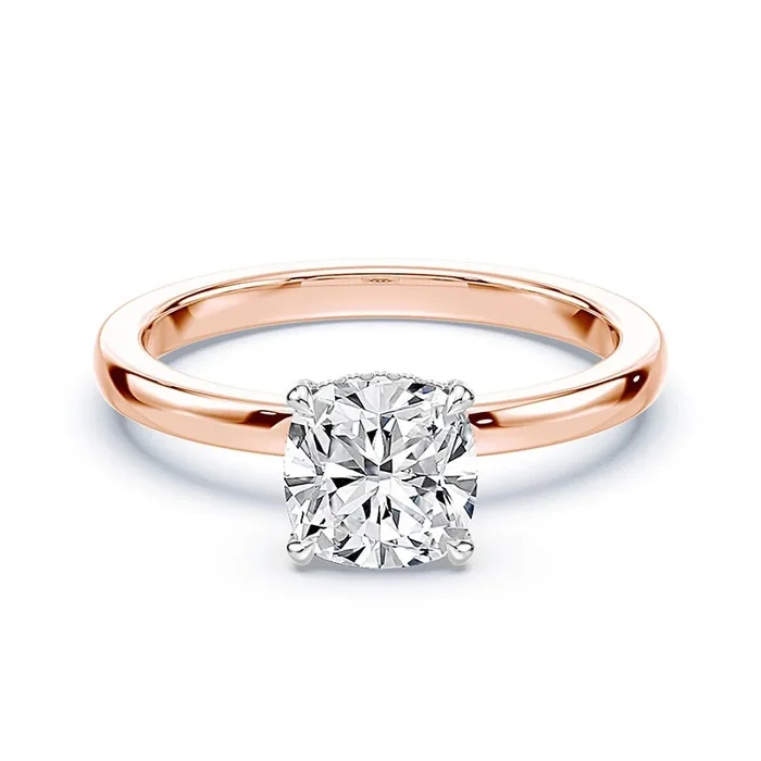 Cushion Cut Pave Prongs Solitaire