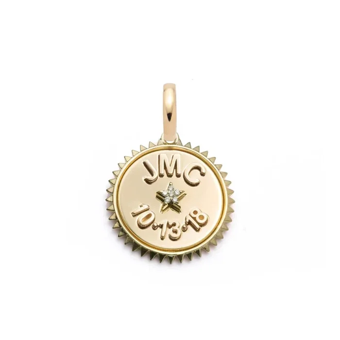 Custom Baby Medallion : in Gold with Diamonds and an Annex Link