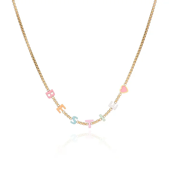 Custom Enamel Name Necklace (Gold)