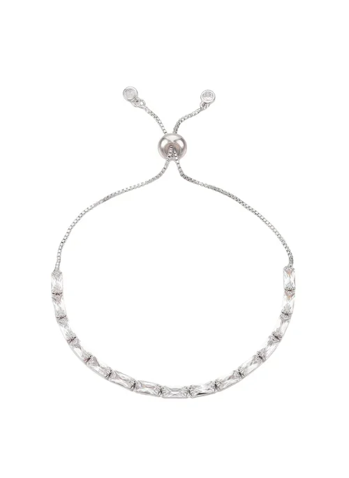 CZ Tennis Bracelet Adjustable Silver