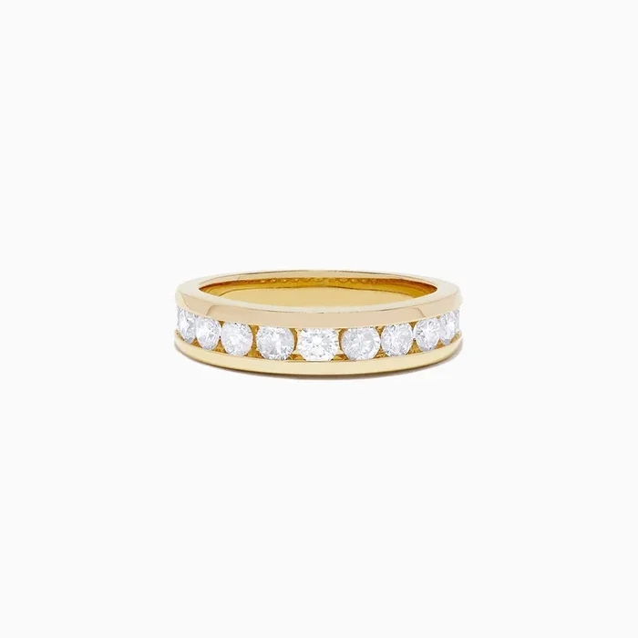 D’Oro 14K Yellow Gold Channel Set Diamond Band, 0.98 TCW