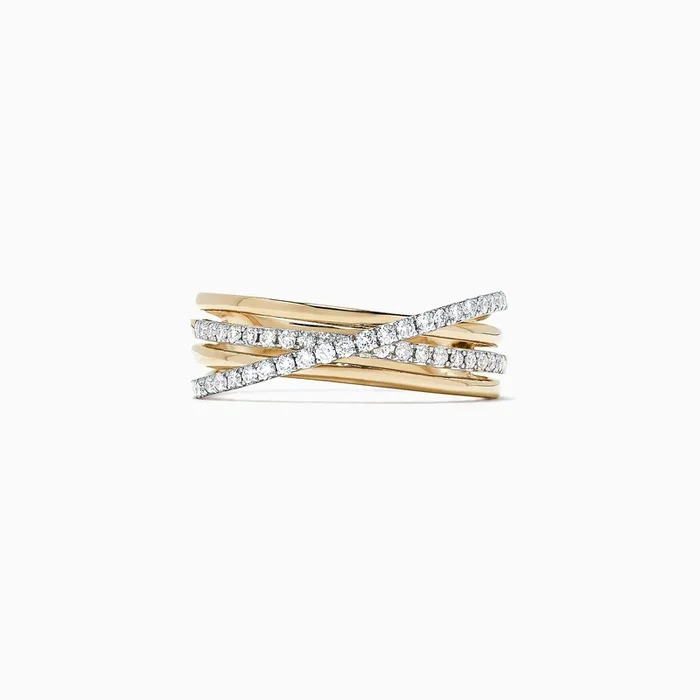 D’Oro 14K Yellow Gold Diamond Crossover Band, 0.29 TCW