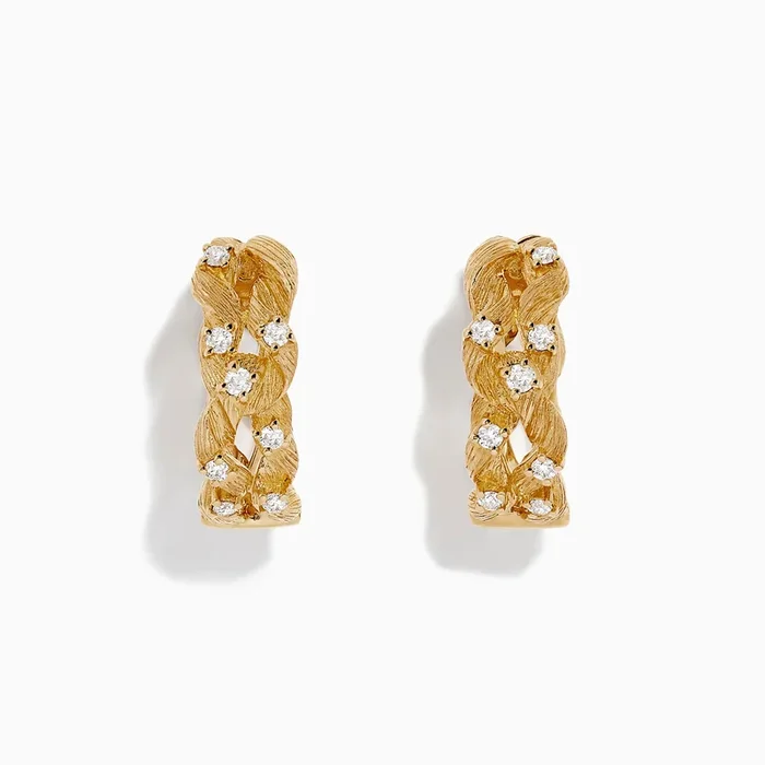 D’Oro 14K Yellow Gold Diamond Filigree Hoop Earrings, 0.41 TCW