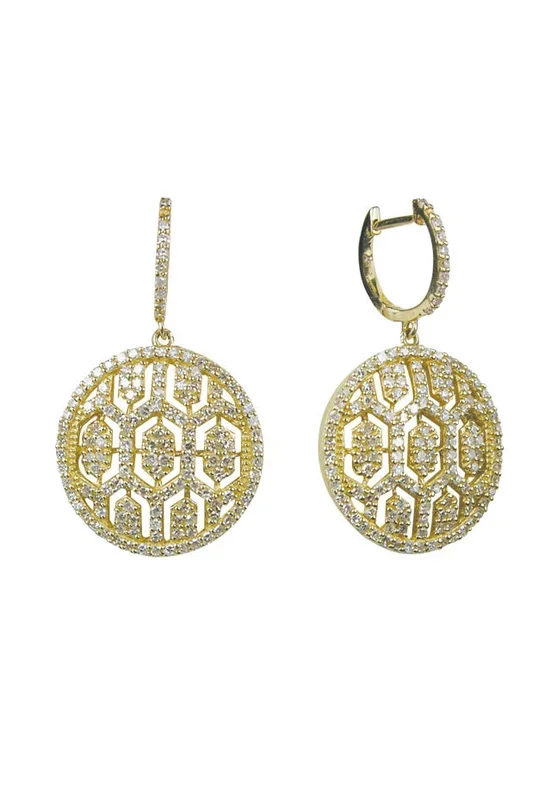 D’Oro 14K Yellow Gold Diamond Maze Drop Earrings, 1.35 TCW