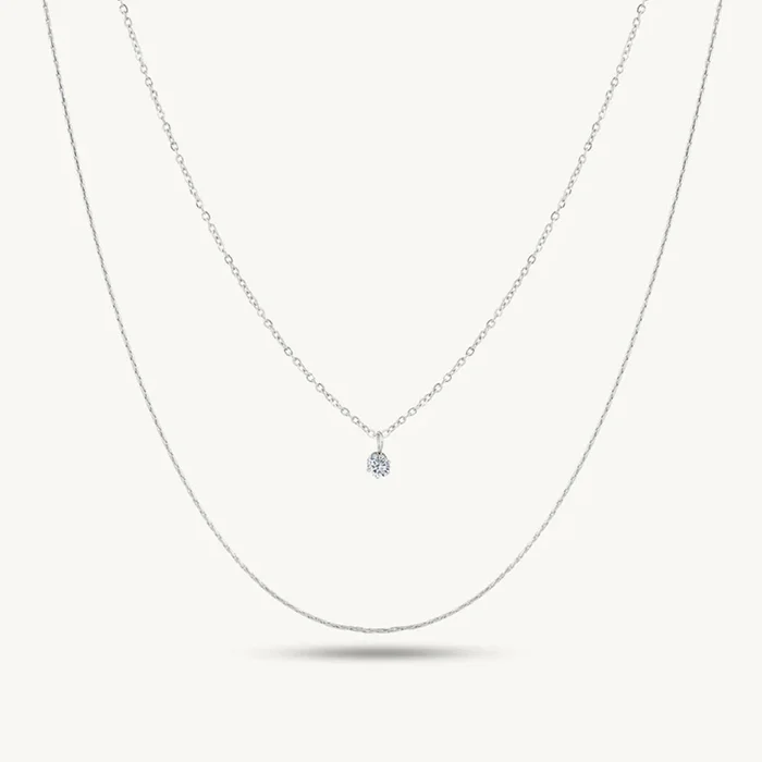 Dainty Solitaire Layer Necklace