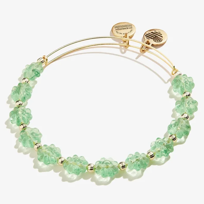 Daisy Beaded Charm Bangle, Pear Green